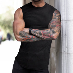 Knitted Vertical Stripes Fitness Sports Slim-fitting Vest