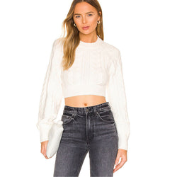 Kurz geschnittener Rückenfreier Strickpullover mit Schleife – Trendy Streetstyle