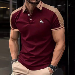 New European And American Men's Daily Casual Printing Lapel Short Sleeve