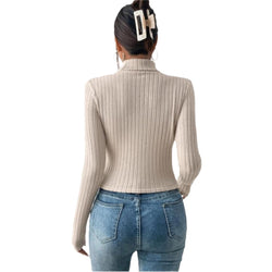 Damen Rollkragen-Shirt mit Hohldesign – Sexy & Elegant