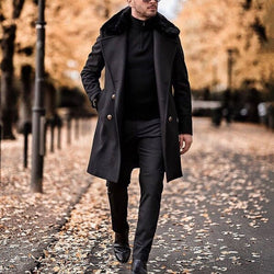 Men's Mid-length Long Sleeve Slim Woolen Woolen Coat