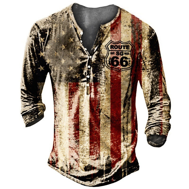 Men's Casual V-neck Long-sleeved T-shirt
