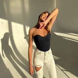 Satin Tube Top Damen – Sexy Schulterfreies Korsett-Top