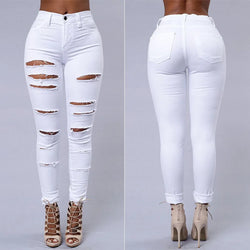 High Waist Ripped Skinny Jeans – Schwarze Denim mit Cut-Outs
