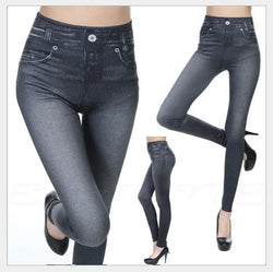 Denim-Print Leggings – High Waist, Super Stretch