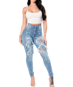 High Waist Ripped Skinny Jeans – Modische Stretch-Jeans für Damen