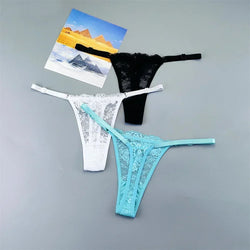 3PCS Einstellbare Sexy Transparent Tanga Höschen Frauen Spitze Unterwäsche Niedrige Taille Weibliche T-zurück String Unterhose