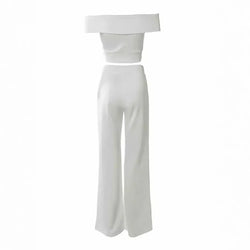 Schulterfreier Zweiteiler Damen – Kurzarm Top & Figurbetonte Hose