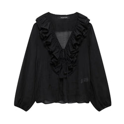 Rüschenbluse mit halbtransparentem Look