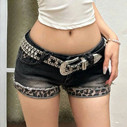 Vintage Denim Y2K Shorts Frauen Grunge Coquette Low Rise Skinny Jeans Shorts