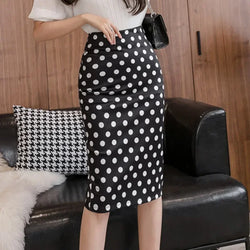 Eleganter Polka-Dot Bleistiftrock – Weißer & Schwarzer High-Waist Rock im Koreanischen Stil