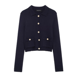 Strick Zweiteiler Damen – Eleganter Cardigan mit Knöpfen & Minirock