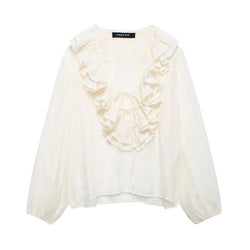 Rüschenbluse mit halbtransparentem Look