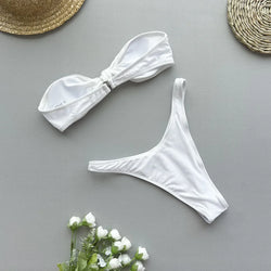 Bandeau Geknoteter High-Cut Bikini – Brasilianischer Stil für selbstbewusste Frauen