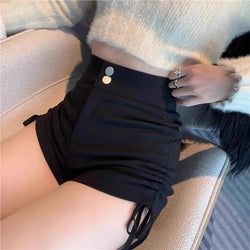 Damen hoch taillierte schlankmachende Fleece-gefütterte Petite Black Hose mit weitem Bein Sexy Spicy Hot Pants Sommershorts