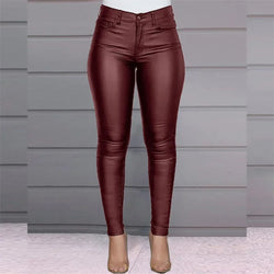 PU-Hose in Leder-Optik, High Waist – Slim Fit, Zipper-Fly, Full Length