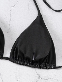 Sexy Kunstleder Bikini Damen – Micro Tanga Zweiteiler aus PU-Leder