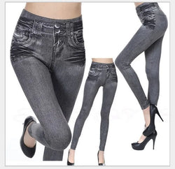 Denim-Print Leggings – High Waist, Super Stretch