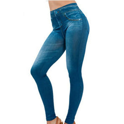 Denim-Print Leggings – High Waist, Super Stretch