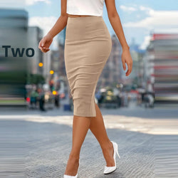 Eleganter Bleistiftrock mit Reißverschluss – Mid-Length Rock aus Polyester im Business & Casual Stil