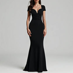 Elegantes Maxikleid für Damen – Herzförmiger Ausschnitt, Trompeten-Schnitt & figurbetonte Passform | All-Season Party Dress