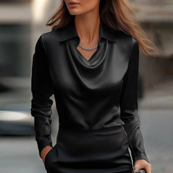 Elegante Satin-Bluse mit Swing-Kragen