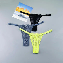 3PCS Einstellbare Sexy Transparent Tanga Höschen Frauen Spitze Unterwäsche Niedrige Taille Weibliche T-zurück String Unterhose