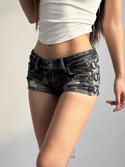 Retro Sexy Low Waist Y2K Denim Shorts – Vintage 2000er Mini Jeans
