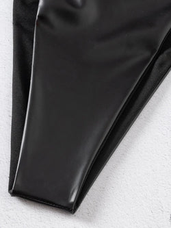 Sexy Kunstleder Bikini Damen – Micro Tanga Zweiteiler aus PU-Leder