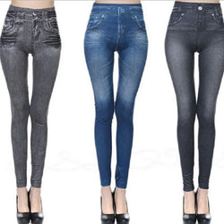 Denim-Print Leggings – High Waist, Super Stretch