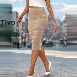 Eleganter Bleistiftrock mit Reißverschluss – Mid-Length Rock aus Polyester im Business & Casual Stil