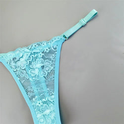 3PCS Einstellbare Sexy Transparent Tanga Höschen Frauen Spitze Unterwäsche Niedrige Taille Weibliche T-zurück String Unterhose