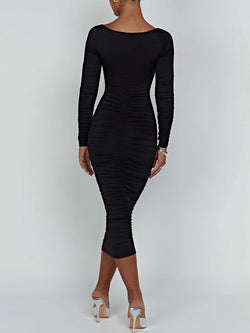 Sexy figurbetontes Kleid mit quadratischem Ausschnitt – Langarm & elegant