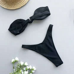 Bandeau Geknoteter High-Cut Bikini – Brasilianischer Stil für selbstbewusste Frauen