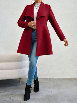 Eleganter Damen-Wintermantel – Zweireihiger Mantel mit Revers & Knopfleiste
