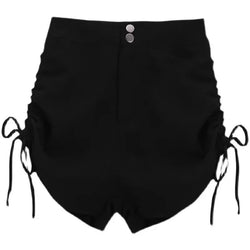 Damen hoch taillierte schlankmachende Fleece-gefütterte Petite Black Hose mit weitem Bein Sexy Spicy Hot Pants Sommershorts