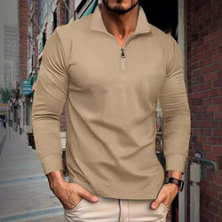 Twill Jacquard Half Long-sleeve Zipper Men