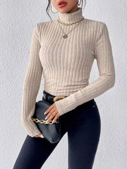 V-Ausschnitt Pullover mit Strukturstreifen – Eleganter Strickstyle