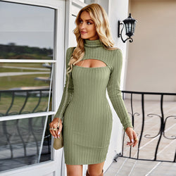 Elegantes Strickkleid mit Cut-Outs – Langarm & Figurbetont