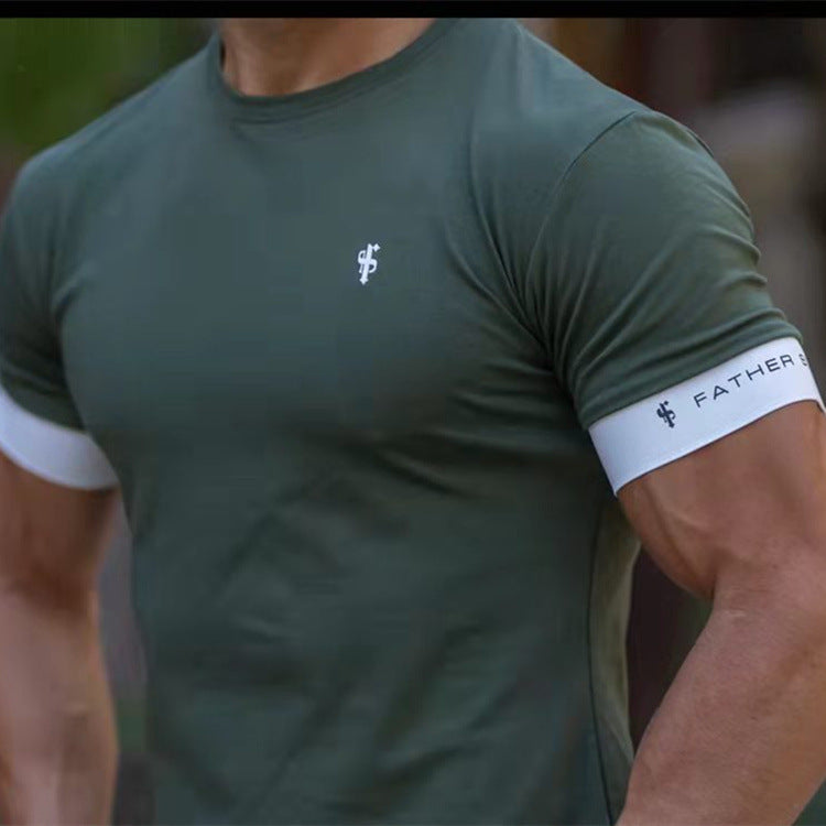 Casual Trend Round Neck T-shirt Outdoor Sports Fashion Fitness Short Sleeve