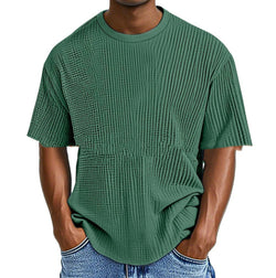 Casual Pure Color Comfort Waffle Short Sleeve
