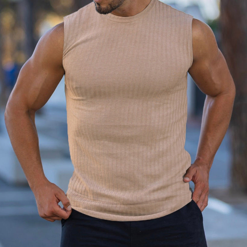 Knitted Vertical Stripes Fitness Sports Slim-fitting Vest